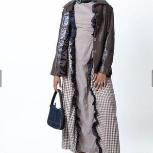 California Calliope Dress Size Small Brown Plaid Vintage‎ Cottagecore  Prairie